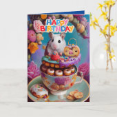 Carte d'anniversaire mignonne et drôle de hamsters (Fleur jaune)