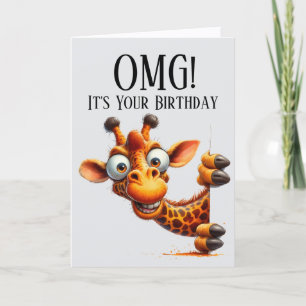Carte d'anniversaire mignonne girafe qui regarde
