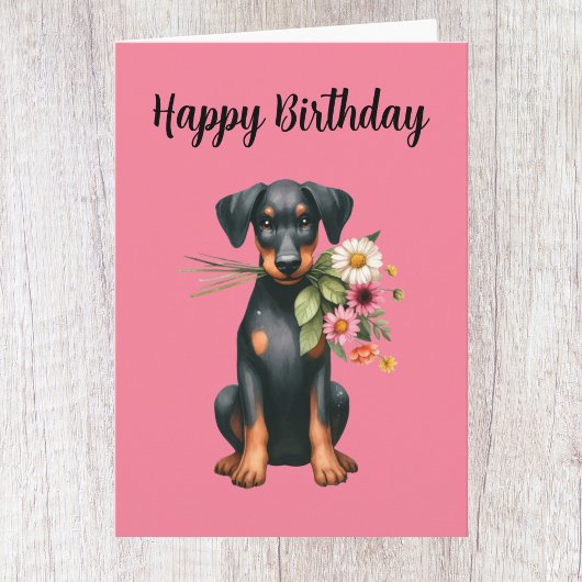 Carte d'anniversaire mignonne pour Doberman