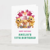 Carte d'anniversaire mignonne pour filles avec des (Devant)