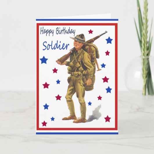 Carte d'anniversaire militaire vintage (Devant)