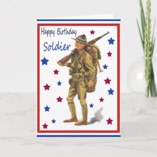 Carte d'anniversaire militaire vintage
