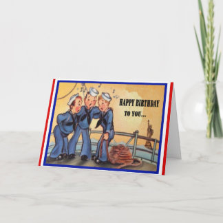 Carte d'anniversaire militaire vintage de marine