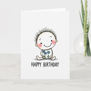 Carte d'anniversaire minimale à figure douce
