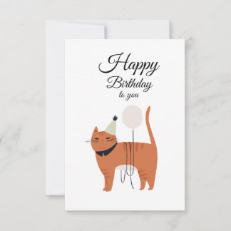 Carte d'anniversaire minimale pour chat