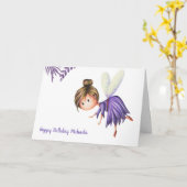 Carte d'anniversaire minimaliste Art Cute Fairy (Fleur jaune)