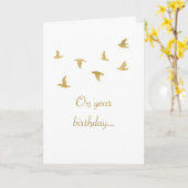 Carte d'anniversaire minimaliste d'oiseaux volants (Fleur jaune)
