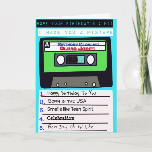 Carte d'anniversaire Mixtape - personnalisable ave (Devant)