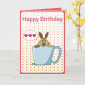 Carte d'anniversaire Mocha bunny (Fleur jaune)