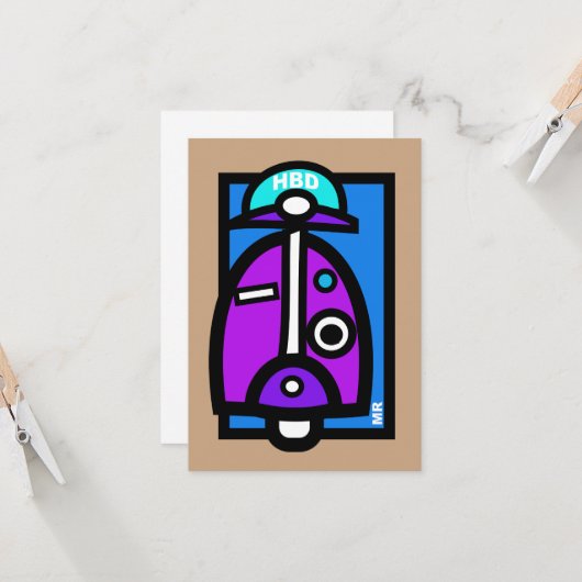 Carte d'anniversaire Mod Scooter (Devant/Arrière en situation)