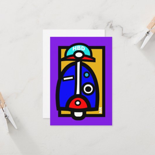 Carte d'anniversaire Mod Scooter (Devant/Arrière en situation)