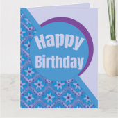 Carte d'anniversaire moderne avec des carrés viole (Devant)