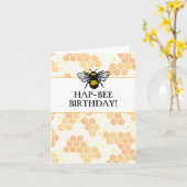 Carte d'anniversaire moderne Bee Happy (Fleur jaune)
