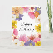 Carte d'anniversaire moderne colorée Joli Floral (Devant)