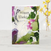 Carte d'anniversaire moderne et personnalisable aq (Fleur jaune)