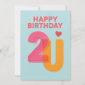 Carte d'anniversaire moderne Joyeux 2U Design (Devant)