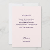 Carte d'anniversaire moderne personnalisée rose vi (Dos)