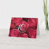 Carte d'anniversaire moderne rose Roses Floral 40e (Devant)