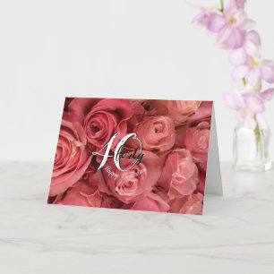 Carte d'anniversaire moderne rose Roses Floral 40e