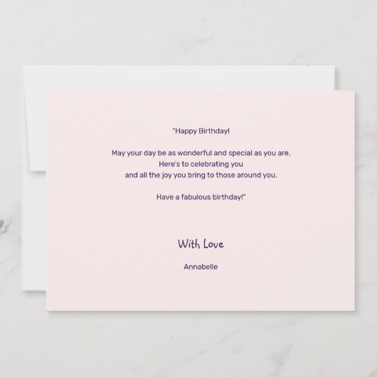 Carte d'anniversaire moderne simple et rose (Dos)