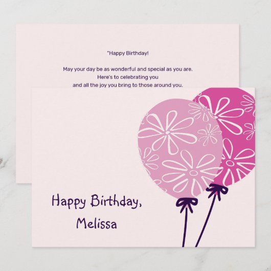Carte d'anniversaire moderne simple et rose (Devant / Derrière)