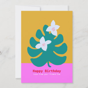 Carte d'anniversaire moderne tropical palm floral