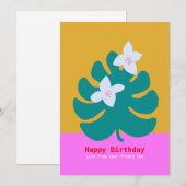 Carte d'anniversaire moderne tropical palm floral (Devant / Derrière)