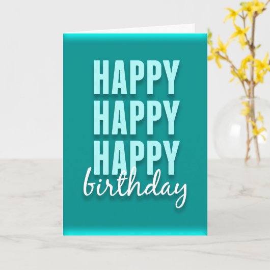 Carte d'anniversaire moderne Turquoise Satin (Fleur jaune)