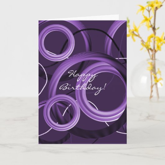 Carte d'Anniversaire moderne violette (Fleur jaune)