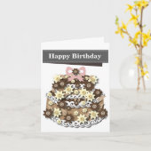 Carte d'anniversaire modifiable de gâteau au choco (Fleur jaune)