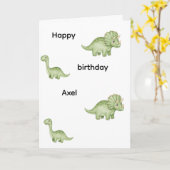 carte d'anniversaire modifiable dinosaure vert jur (Fleur jaune)