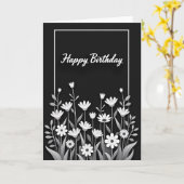 Carte d'anniversaire monochrome (Fleur jaune)