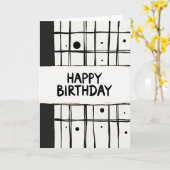 Carte d'anniversaire monochrome moderne (Fleur jaune)