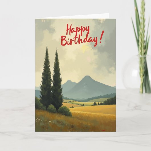 Carte d'anniversaire Montagne Peinte (Devant)