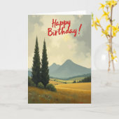 Carte d'anniversaire Montagne Peinte (Fleur jaune)