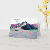 Carte d'anniversaire Montagnes et Papillons (Fleur jaune)