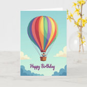 Carte d'anniversaire Montgolfière (Fleur jaune)