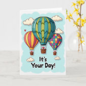 Carte d'anniversaire Montgolfière Joyeuse (Fleur jaune)
