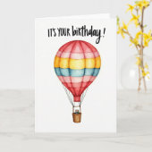 Carte d'anniversaire Montgolfière Rayée (Fleur jaune)