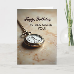 Carte d'anniversaire Montre Dorée
