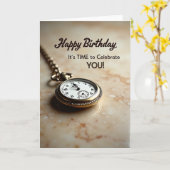 Carte d'anniversaire Montre Dorée (Fleur jaune)