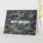 Carte d'anniversaire Motif de chasse aux camos (Fleur jaune)