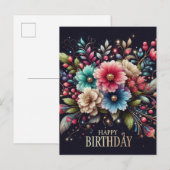 Carte d'anniversaire : motif floral coloré (Devant / Derrière)