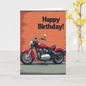 Carte d'anniversaire moto rouge (Fleur jaune)