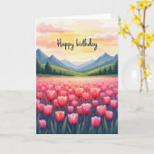 Carte d'anniversaire Mountain Dawn (Fleur jaune)
