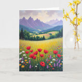 Carte d'anniversaire Mountain Meadow (Fleur jaune)