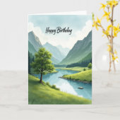 Carte d'anniversaire Mountain View (Fleur jaune)