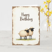 Carte d'anniversaire Mouton Fluffy (Fleur jaune)