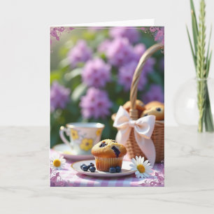 Carte d'anniversaire Muffin aux myrtilles