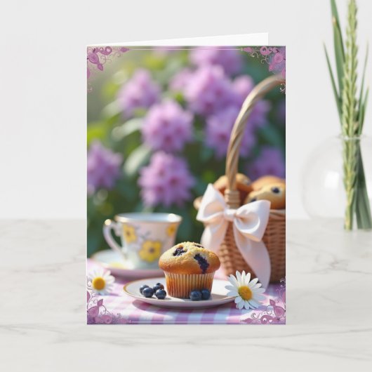 Carte d'anniversaire Muffin aux myrtilles (Devant)